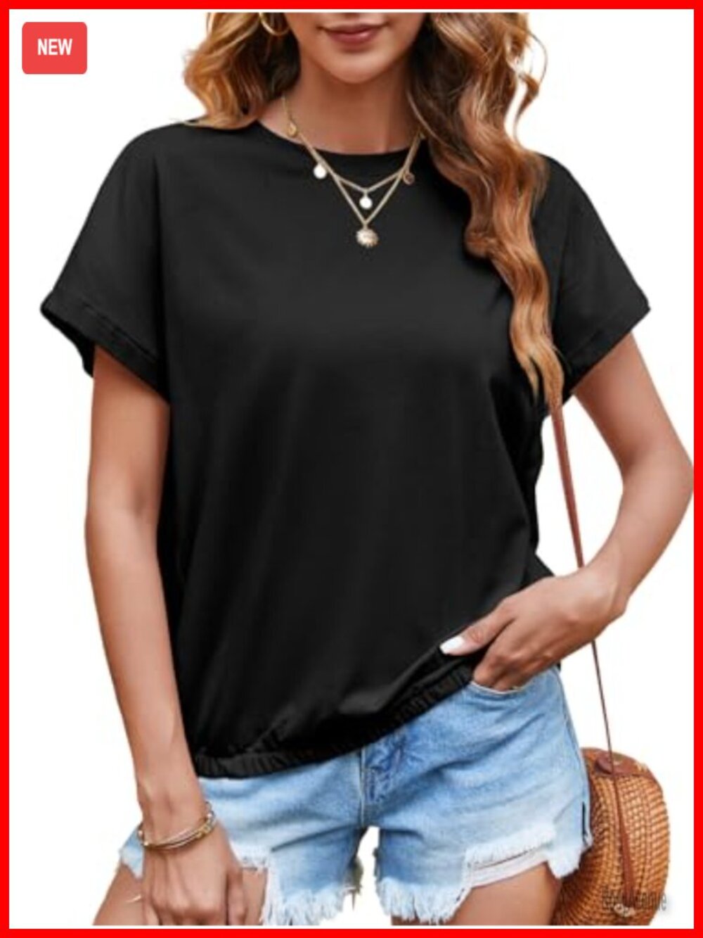 Women's Summer Cap Sleeve Sweatshirt Crew Neck Loose Fit Casual Top